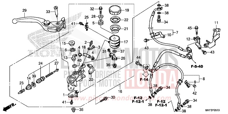 MAITRE-CYLINDRE DE FREIN AVANT CYLINDRE (CBR1000RA/S1/S2) de CBR1000RR SP SP1 SP2 GRAND PRIX RED (R380X) 2018